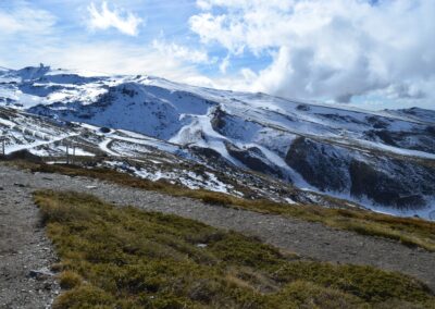 Paisaje de Sierra Nevada con Nieve en las lomas